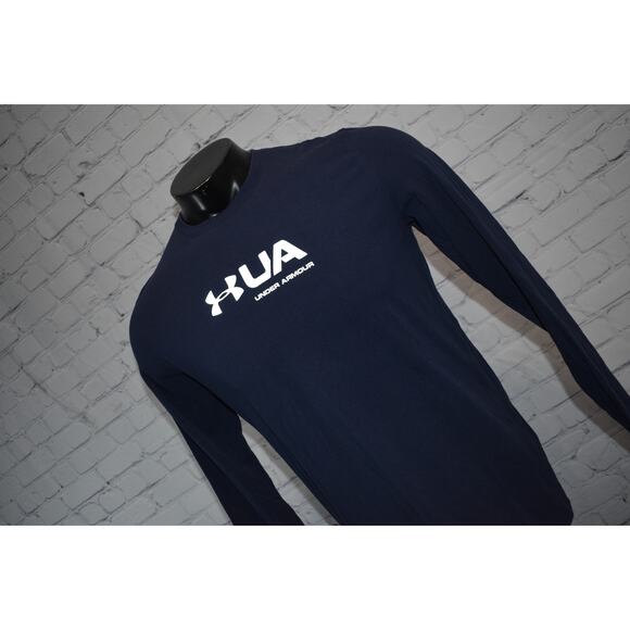 Under Armour Shirt Men Size Small Gym Performance HeatGear Long Sleeve Blue - Picture 7 of 7